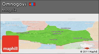 Political Panoramic Map of Omnogovi, lighten