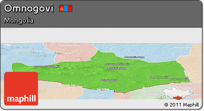 Political Panoramic Map of Omnogovi, lighten