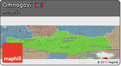 Political Panoramic Map of Omnogovi, semi-desaturated