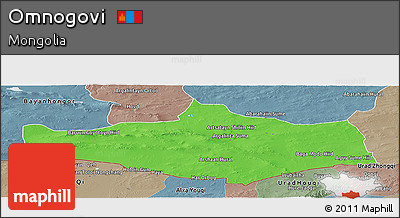 Political Panoramic Map of Omnogovi, semi-desaturated