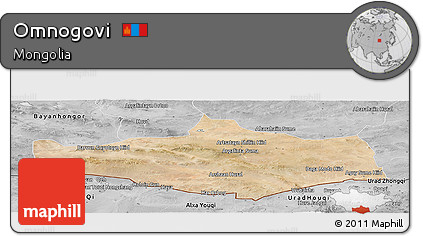 Satellite Panoramic Map of Omnogovi, desaturated