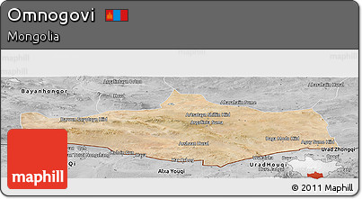 Satellite Panoramic Map of Omnogovi, desaturated