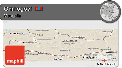 Shaded Relief Panoramic Map of Omnogovi