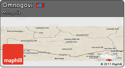 Shaded Relief Panoramic Map of Omnogovi
