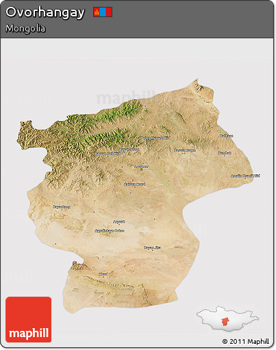 Satellite 3D Map of Ovorhangay, cropped outside