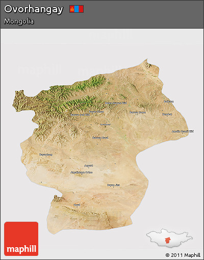 Satellite 3D Map of Ovorhangay, cropped outside