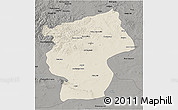 Shaded Relief 3D Map of Ovorhangay, darken, semi-desaturated