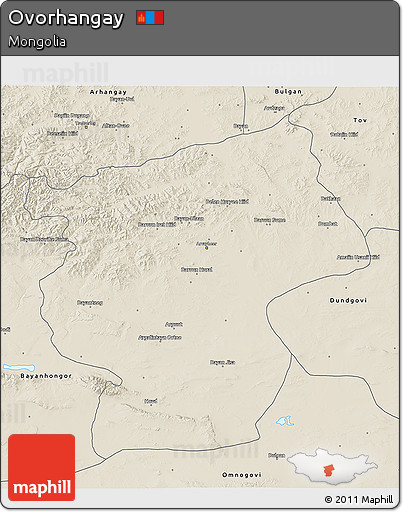 Shaded Relief 3D Map of Ovorhangay