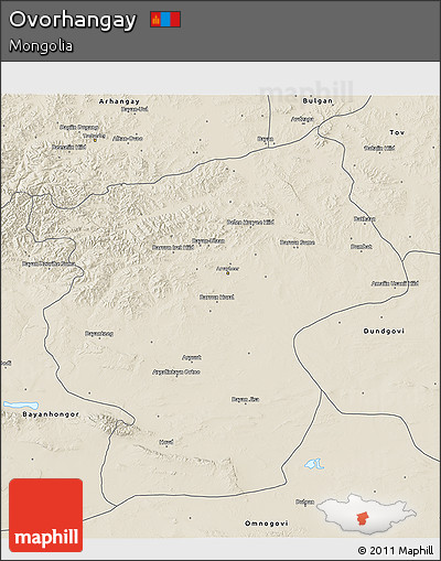 Shaded Relief 3D Map of Ovorhangay
