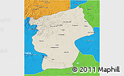 Shaded Relief 3D Map of Ovorhangay, political outside