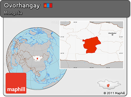 Gray Location Map of Ovorhangay, highlighted country