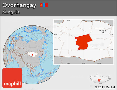 Gray Location Map of Ovorhangay, highlighted country