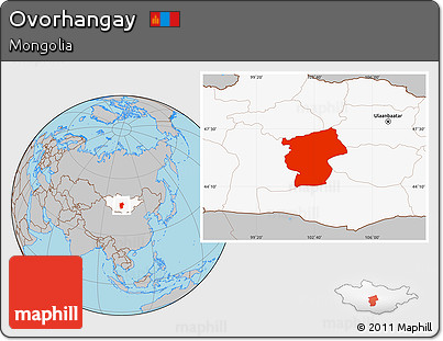 Gray Location Map of Ovorhangay, highlighted country