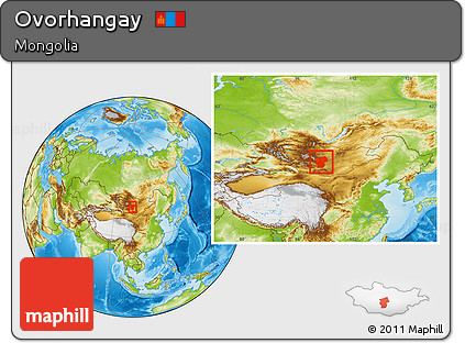 Physical Location Map of Ovorhangay, within the entire country