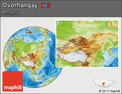Physical Location Map of Ovorhangay, within the entire country