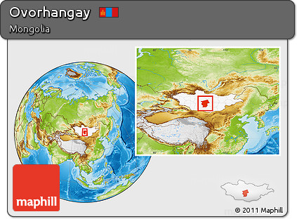 Physical Location Map of Ovorhangay, highlighted country, within the entire country