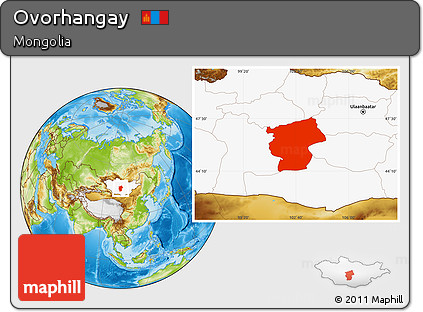 Physical Location Map of Ovorhangay, highlighted country