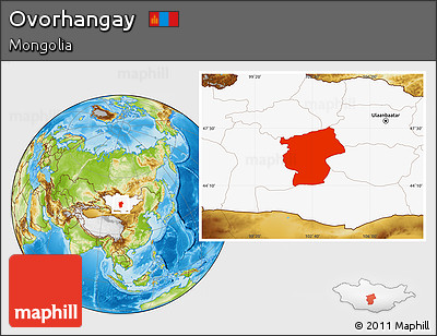 Physical Location Map of Ovorhangay, highlighted country