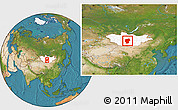 Satellite Location Map of Ovorhangay, highlighted country, within the entire country