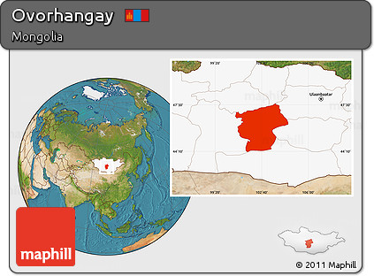 Satellite Location Map of Ovorhangay, highlighted country