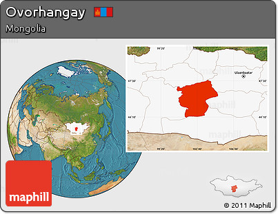 Satellite Location Map of Ovorhangay, highlighted country