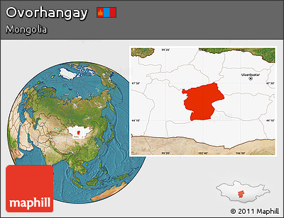 Satellite Location Map of Ovorhangay, highlighted country