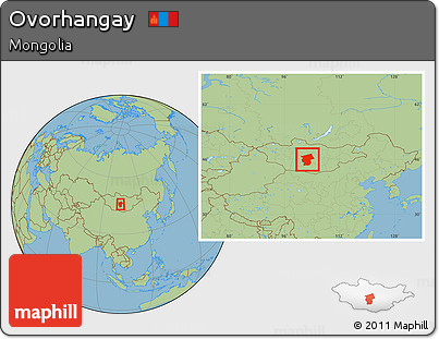 Savanna Style Location Map of Ovorhangay, within the entire country