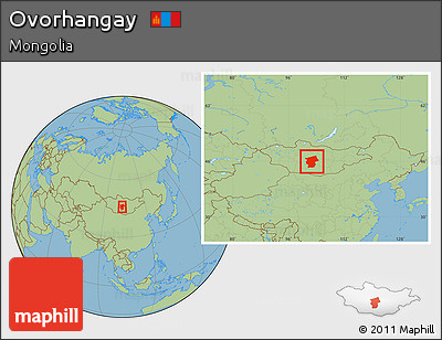 Savanna Style Location Map of Ovorhangay, within the entire country