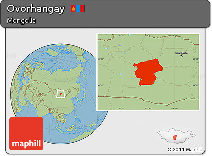 Savanna Style Location Map of Ovorhangay