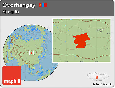 Savanna Style Location Map of Ovorhangay
