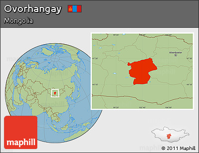 Savanna Style Location Map of Ovorhangay