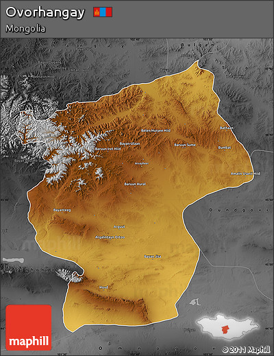 Physical Map of Ovorhangay, darken, desaturated