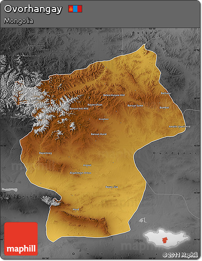 Physical Map of Ovorhangay, darken, desaturated