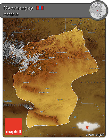 Physical Map of Ovorhangay, darken