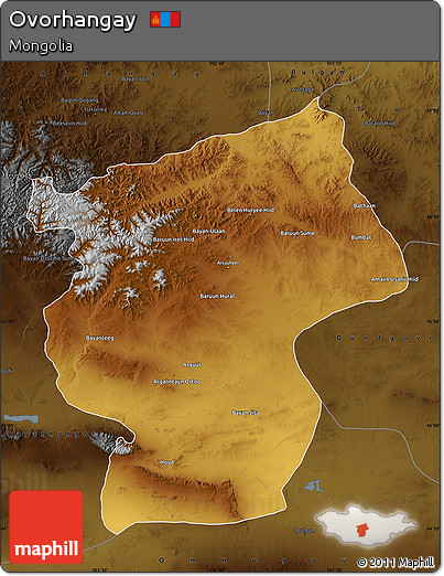 Physical Map of Ovorhangay, darken