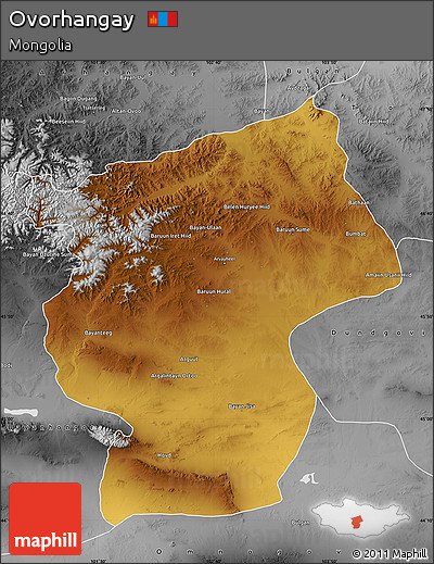Physical Map of Ovorhangay, desaturated