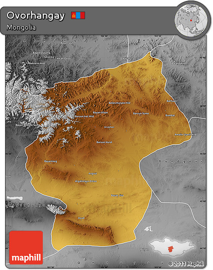 Physical Map of Ovorhangay, desaturated
