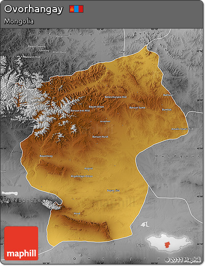 Physical Map of Ovorhangay, desaturated