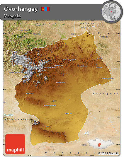 Physical Map of Ovorhangay, satellite outside
