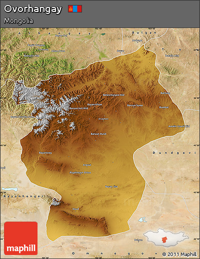 Physical Map of Ovorhangay, satellite outside