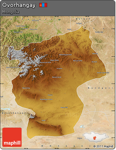 Physical Map of Ovorhangay, satellite outside