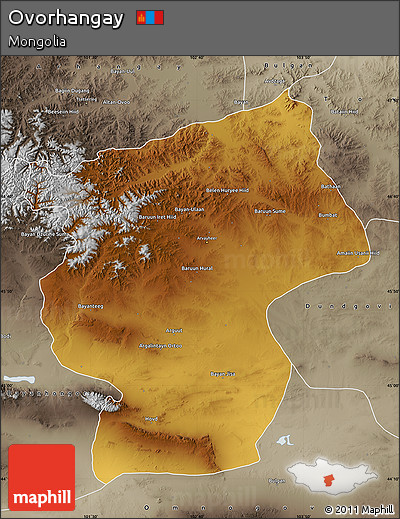 Physical Map of Ovorhangay, semi-desaturated