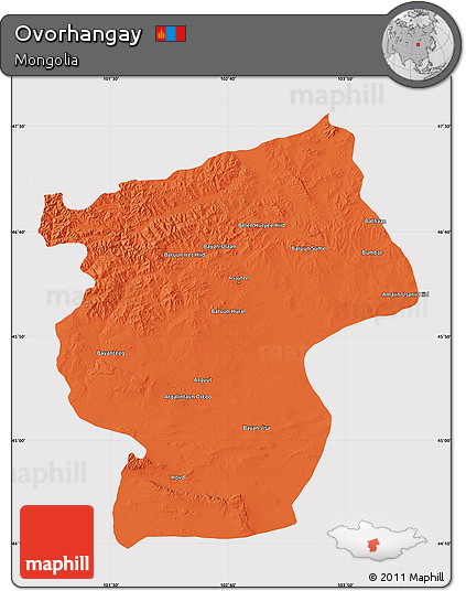 Political Map of Ovorhangay, cropped outside