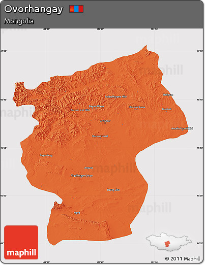 Political Map of Ovorhangay, cropped outside