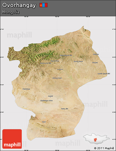 Satellite Map of Ovorhangay, cropped outside