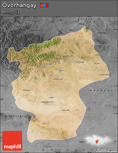 Satellite Map of Ovorhangay, darken, desaturated