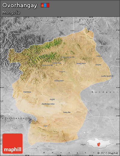 Satellite Map of Ovorhangay, desaturated