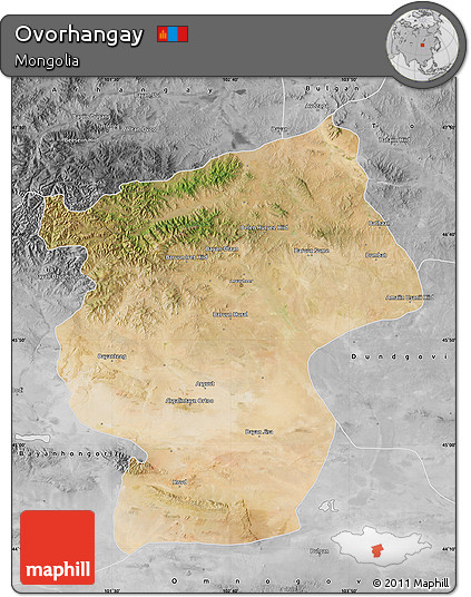 Satellite Map of Ovorhangay, desaturated