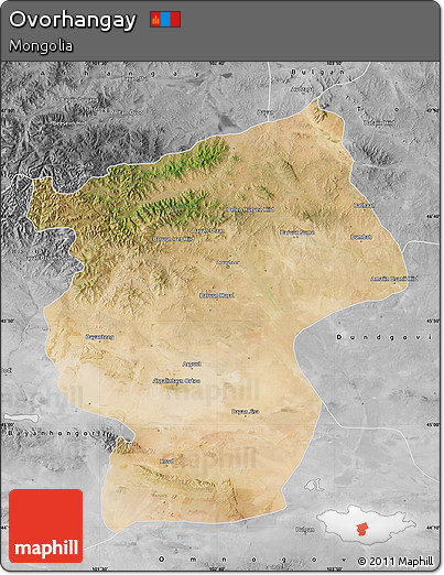 Satellite Map of Ovorhangay, desaturated