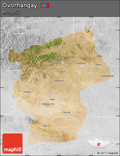 Satellite Map of Ovorhangay, lighten, desaturated